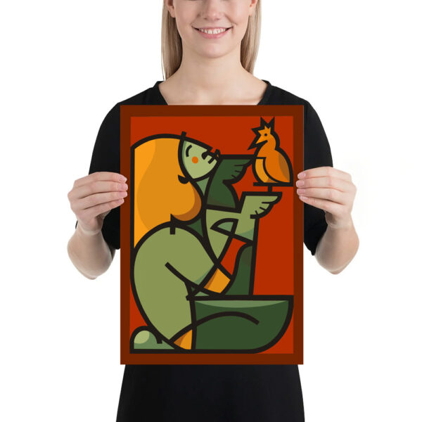 Donna primitiva con gallo - immagine 3