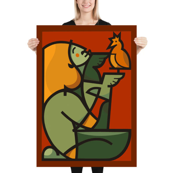 Donna primitiva con gallo - immagine 4